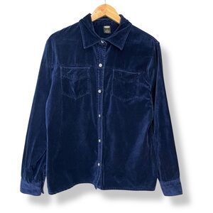 Vintage Old Navy Velvet‎ Shirt Women Long Sleeves XL Button-Up Cotton Classic
